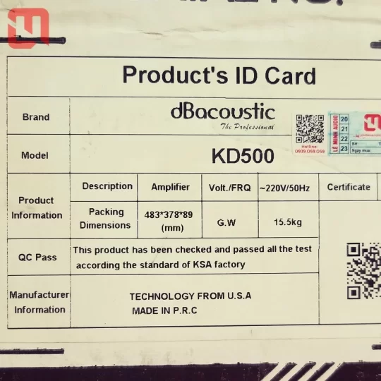 Main cục đẩy dB ACOUSTIC KD-500 mới 100%